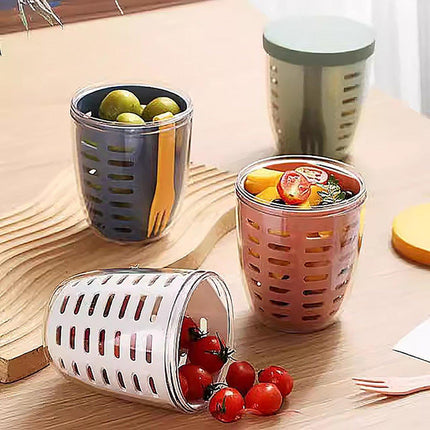 Portable Drainable Fruit Cup Plastic Sealed Cup for Snacks and Travel Use