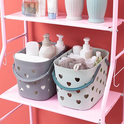 4pcs Handheld Love Storage Basket Bathroom Organizer Bath Storage Basket Set