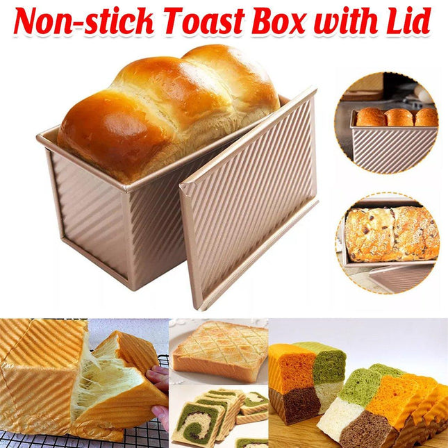 Golden Toast Bread Box with Lid Non Stick Baking Mould for Oven Kitchen Tools