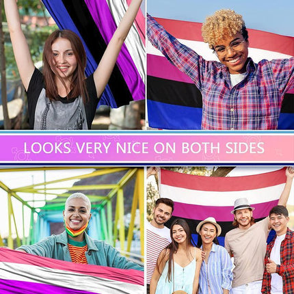 Large Genderfluid Flag Heavy Duty Outdoor Gay Pride LGBT 90 X 150 CM - 3ft x 5ft - Aimall