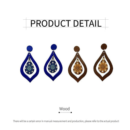 Vintage Wooden Drop Earrings Long Style Boho Chic Jewelry for Women Gift Idea