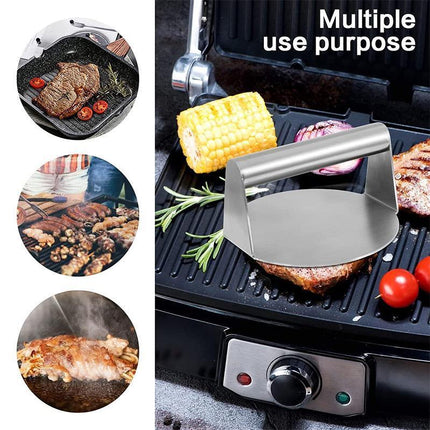 Burger Press Meat Smasher Hamburger Steak No-Rust for Griddle Accessory BBQ Home - Aimall