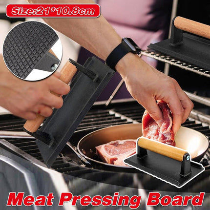Cast Iron Meat Press Rectangular Grill BBQ Steak Press for Outdoor Cooking