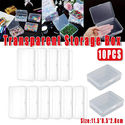 10PCS 11.5cm Clear Plastic Rectangular Storage Box Parts Organizer Container