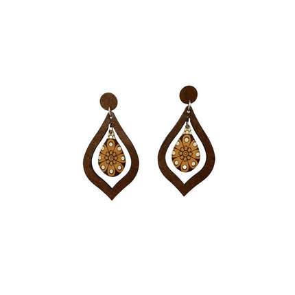 Vintage Wooden Drop Earrings Long Style Boho Chic Jewelry for Women Gift Idea