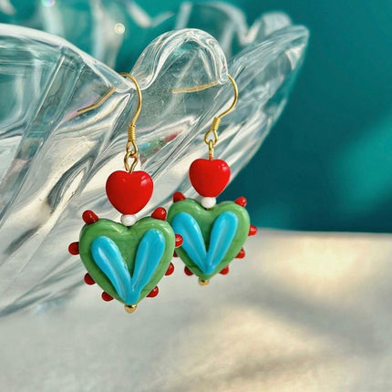 Vintage Contrasting Love Earrings Fashion Jewelry Women Romantic Accessories