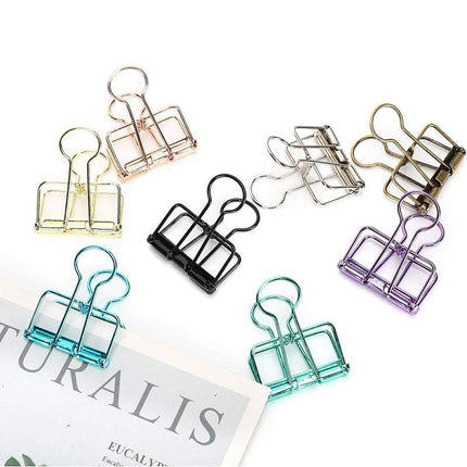 Solid Color Hollow Out Swallowtail Metal Binder Bookmark Clips Office Supplies - Aimall