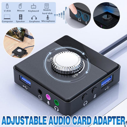 External USB Sound Card Output Volume Adjustable Audio Card Adapter PC type C - Aimall