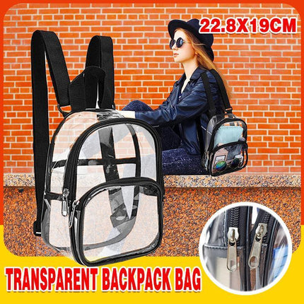 Transparent Backpack Bag Clear PVC Travel Shoulder Bag School Bag Strap Book Bag - Aimall