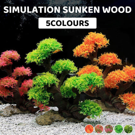 Fish Tank Decoration Resin Crafts Rockery Sunken Wood Moss Water Grass Tree