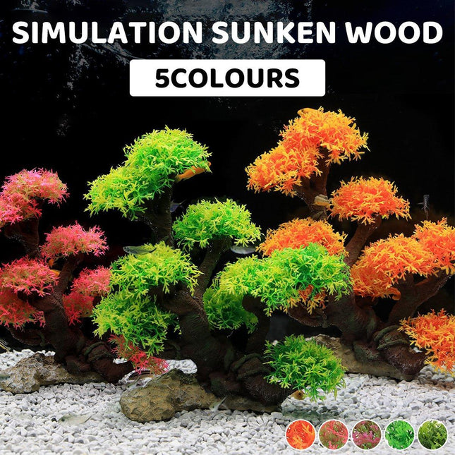 Fish Tank Decoration Resin Crafts Rockery Sunken Wood Moss Water Grass Tree