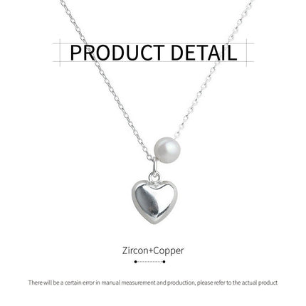 Luxury Zircon Love Pendant Necklace Elegant Copper Chain Jewelry Gift