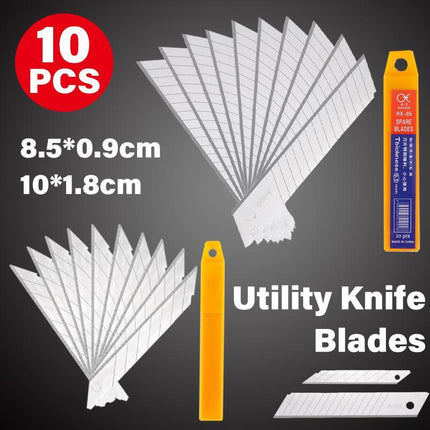 10X Utility Knife Blades Narrow Snap Off Retractable Box Cutter Blade Trapezoid - Aimall