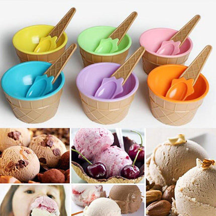7Pc Set Colourful Ice Cream Cups and Bowls with Spoons Dessert Gift Set