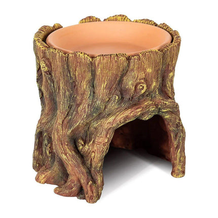 Tree Stump Reptile Cave Lizard Hide Terrarium Cave Home Decor Moisture Keeping