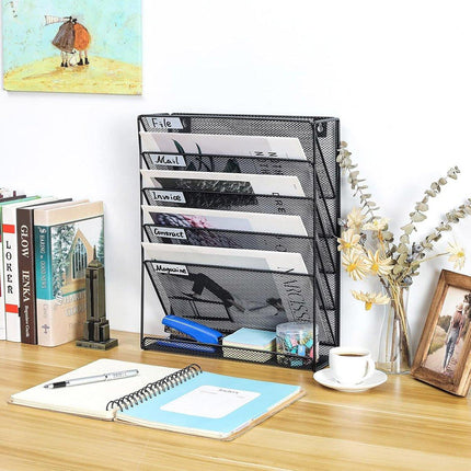 5 Tier Iron File Organiser Desktop File Management Shelf for Office Storage Desk