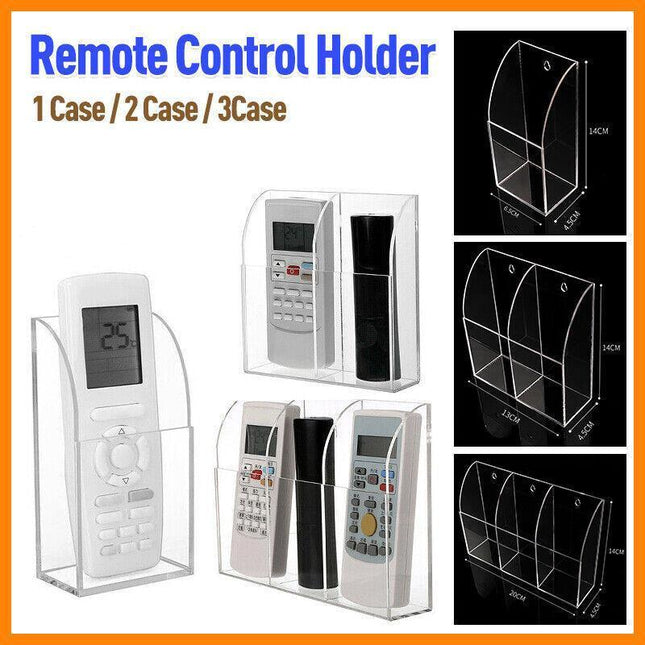 Tv Remote Control Holder Wall Mount Clear Acrylic Organizer Stand Box Storage - Aimall