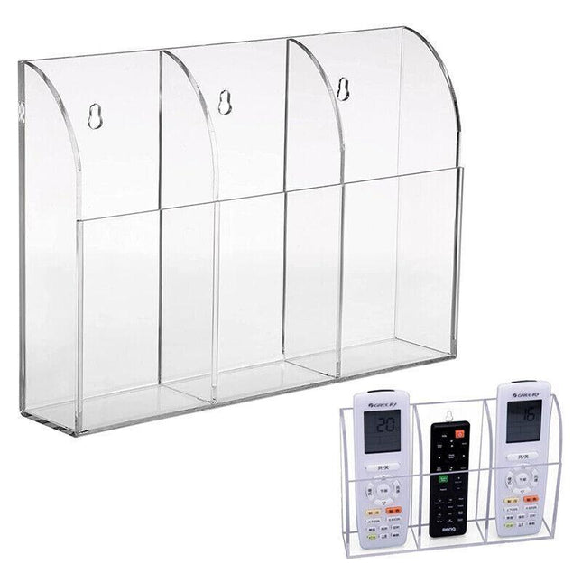 Tv Remote Control Holder Wall Mount Clear Acrylic Organizer Stand Box Storage - Aimall