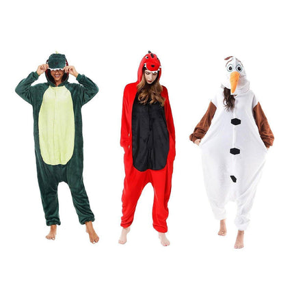 Dinosaur Cartoon Flannel Pajamas One Piece Fall Winter Homewear Sleepwear