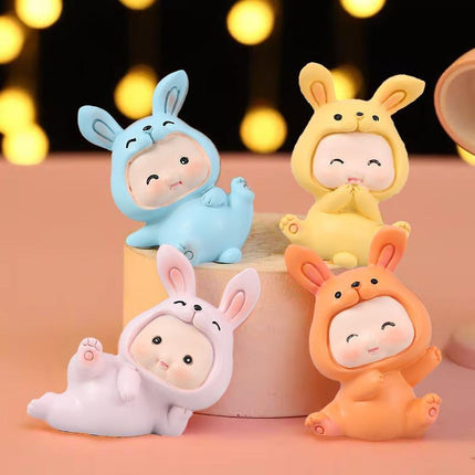 Rabbit Animal Figure Toys Ornament Car Console Dashboard Decor Car Home Room - Aimall