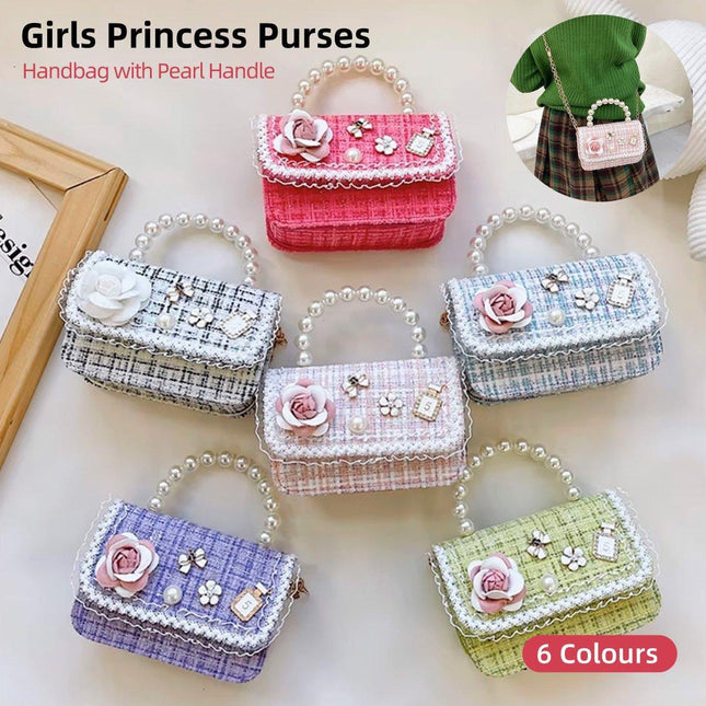 Girls Small Square Princess Handbag Chain Shoulder Bag Kids Messenger Bag