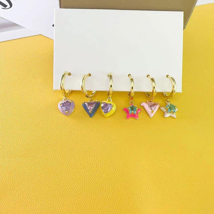 Colourful Geometric Earrings Glazed Zircon Fashion Dangle Sweet Jewelry