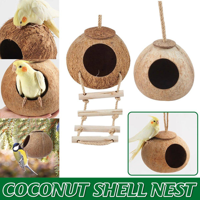 Lanyard Birdhouse Parrot Coconut Nest Bed Hanging Bird Cage for Small Birds