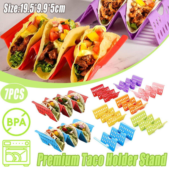 7 x Plastic Taco Holder Tray Wavy Triangle Tortilla Rack Perforated Baking Stand