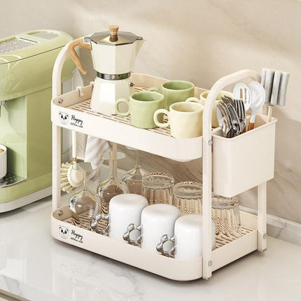 Double Layer Shelf Storage Rack for Water Cups Tea Cups Organizer Kitchen Rack