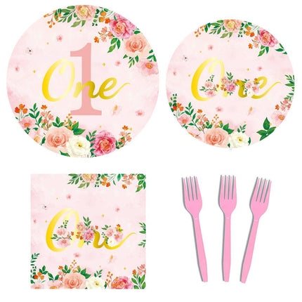 96pcs 1st Birthday Party Supplies Set Tableware Decorations for Baby Birthday
