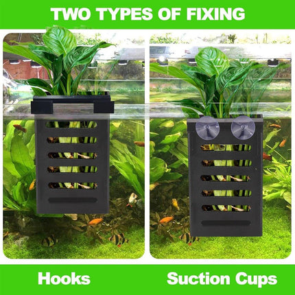 2Sets Aquarium Hydroponic Plant Holder Plastic Square Hollow Cage Storage Basket