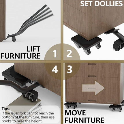 Heavy Duty Moving Tool Set Easy Move Five Piece Furniture Lifter Kit for Home