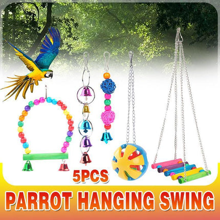5PCS Parrot Hanging Swing Bird Toy Harness Cage Ladder Parakeet Cockatiel Budgie - Aimall