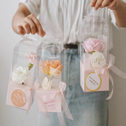 10pcs Bouquet Packaging Transparent PVC Flower Box Portable Floral Gift Boxes