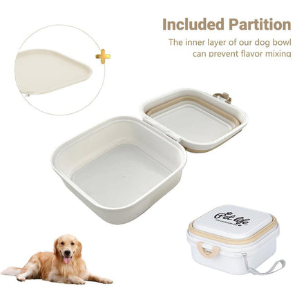 2 in 1 Outdoor Portable Pet Dog and Cat Food Water Bowl for Travel and Hiking