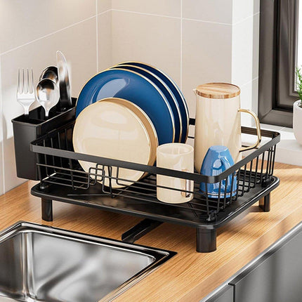 Multifunctional Dish Rack Sink Drain Tray Cutlery Storage Organizer Bowl Holder