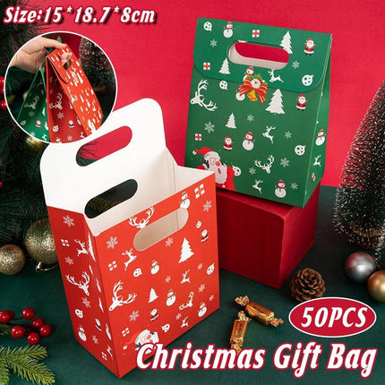 50PCSChristmas Candy Biscuit Packaging Box Gift Bag Baking Hand Treats