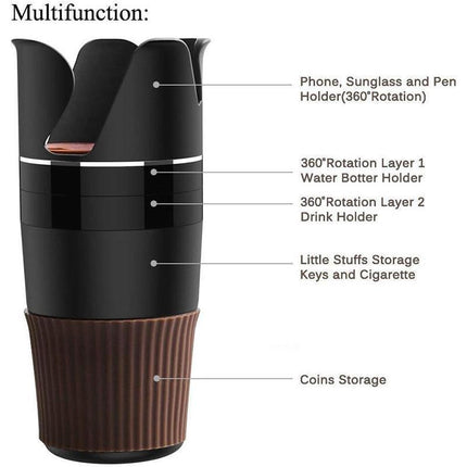 Multifunctional Car Cup Holder Storage Box Drink Organiser Vehicle Accessories