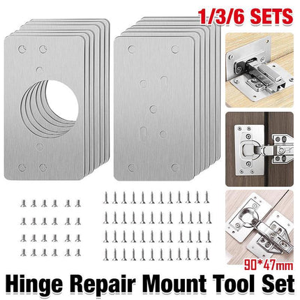 1/3/6 SETS Hinge Repair Plate Rust-Resistant Steel Furniture Cupboard Mount Tool - Aimall