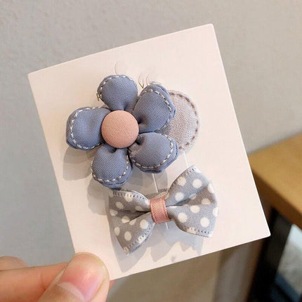 Mini Oval Hair Clips with Bows and Flowers Decorative Hair Accessories