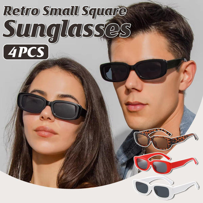 4pcs Retro Small Square Sunglasses Unisex Shades for Men Women UV Protection