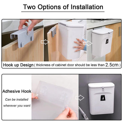 Wall Mounted Kitchen Trash Can with Sliding Lid Hanging Waste Bin for Household