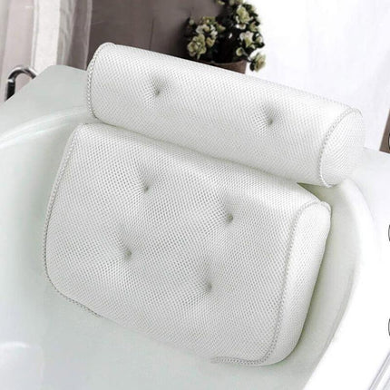 Home 3D Mesh Bath Pillow Back Neck Support Bathtub Spa Hot Tub Suction Cups New - Aimall