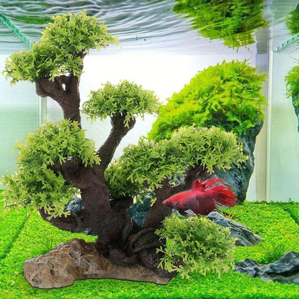 Fish Tank Decoration Resin Crafts Rockery Sunken Wood Moss Water Grass Tree
