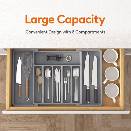 Extendable Cutlery Storage Box Household Portable Retractable Tray Organizer