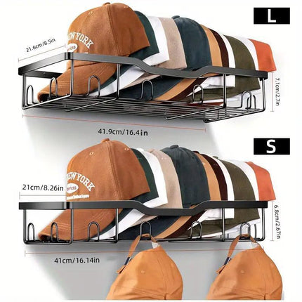 2pcs Metal Hat Organiser Wall Mounted Hat Rack Display Storage Hanger Shelf