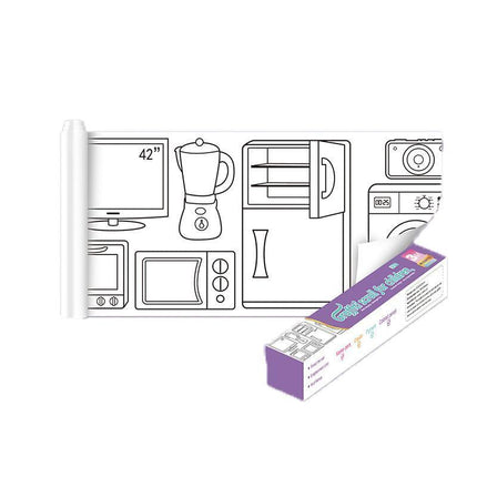 Children's Drawing Roll W/12Pens,DIY Sticky Filling Paper Early Educational Gift - Aimall