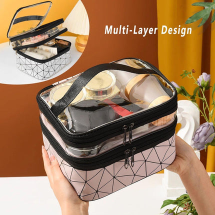 Portable Double-Layer Large Capacity Waterproof Cosmetic Bag Travel Toiletry Bag