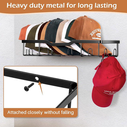 2pcs Metal Hat Organiser Wall Mounted Hat Rack Display Storage Hanger Shelf