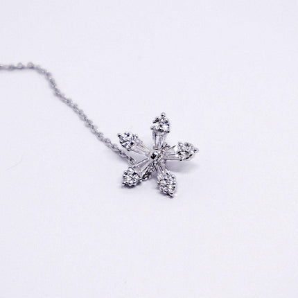 Silvery Zircon Flower Earline Long Sweet Earrings for Girls and Women Jewelry